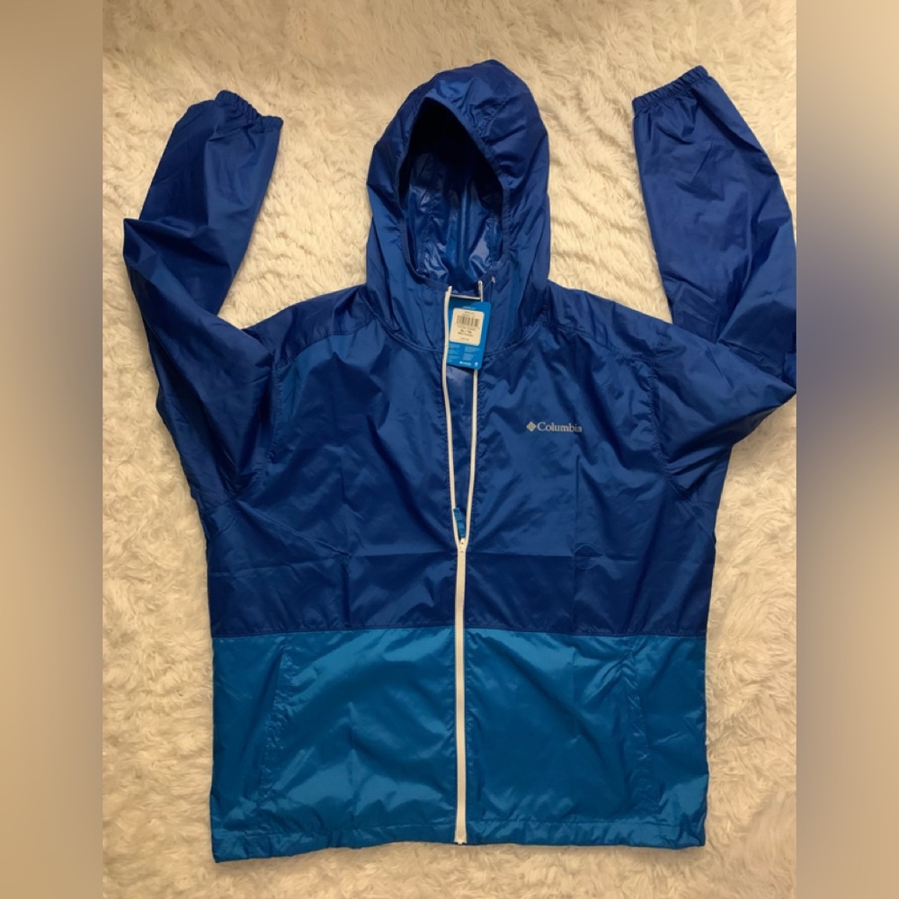 Men’s Columbia Blue Hooded Jacket Windbreaker - Picture 7 of 7